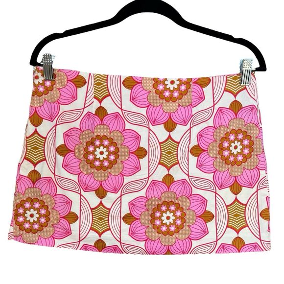 Tibi Floral Mini Skirt Pink White Crocheted Lace Panel Vibrant Preppy Y2K 90s - Picture 2 of 10